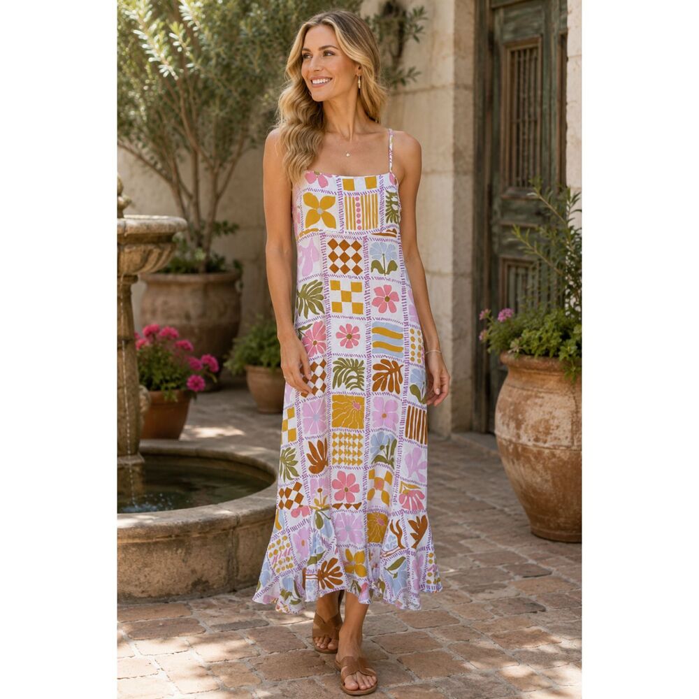 Paper Heart Patchwork Floral High Low Sundress Size Small Maxi Dress Australia
